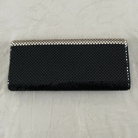 NWOT! Jessica McClintock Silver & Black Metal Mesh Evening Bag with Chain - Picture 2 of 12
